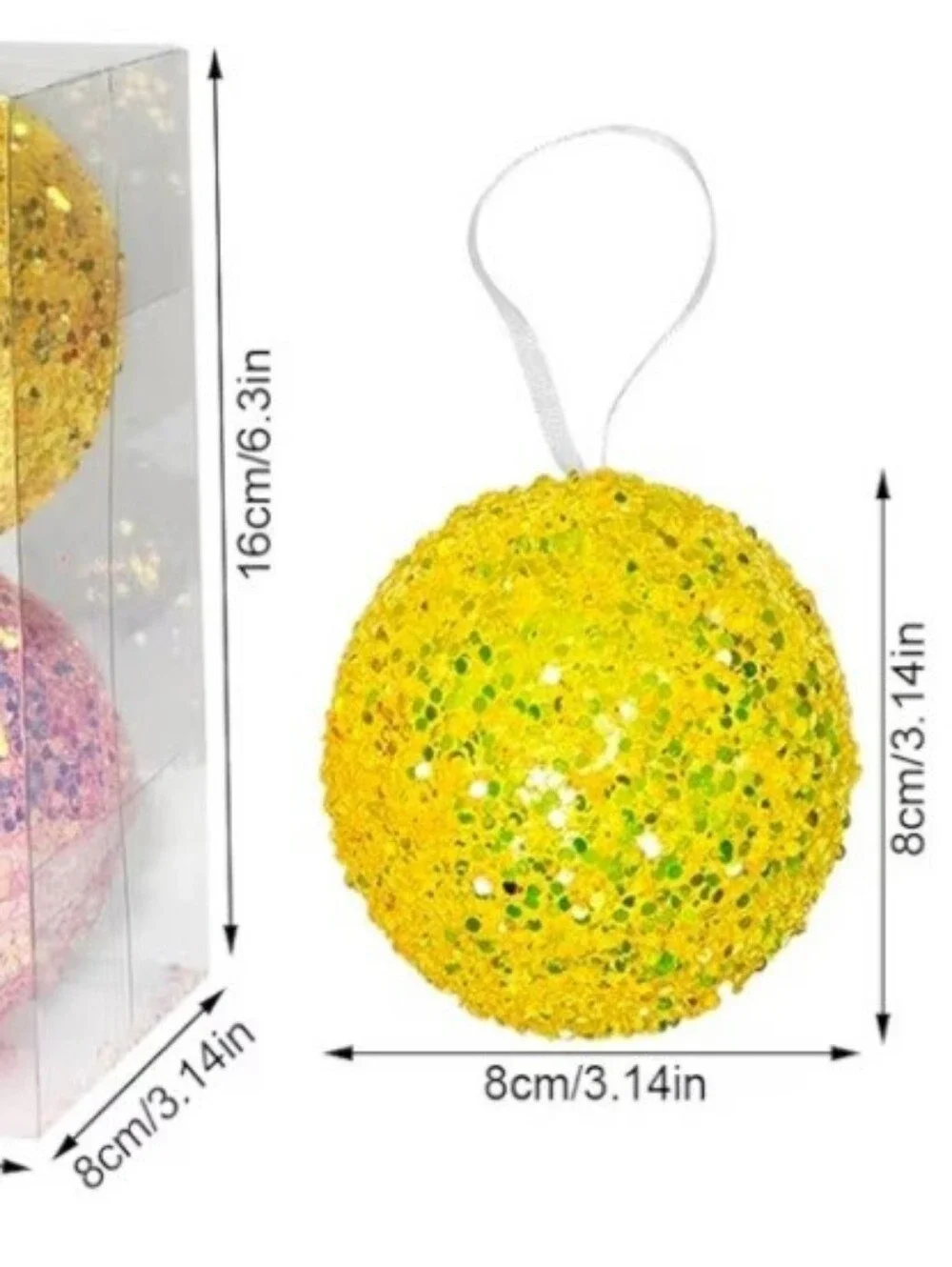 Glitter Shimmer Pastel Hanging Party Ball/ Ornaments - 6 Pieces. NEW.